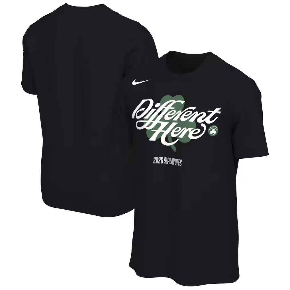 Men's Boston Celtics Black 2026 Playoffs Mantra T-Shirt